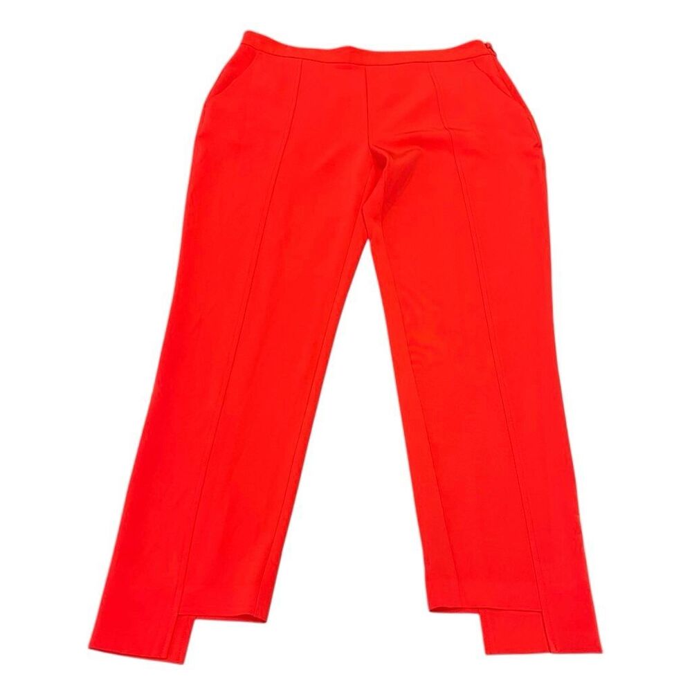 Pinko Women's Mid-Rise Step Hem Capri Trouser Pants Coral Red XL NWOT